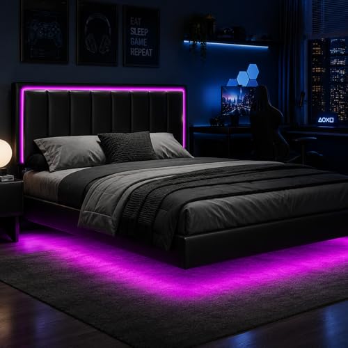 IMMERSTABLE Queen Size Floating Bed Frame with LED Lights